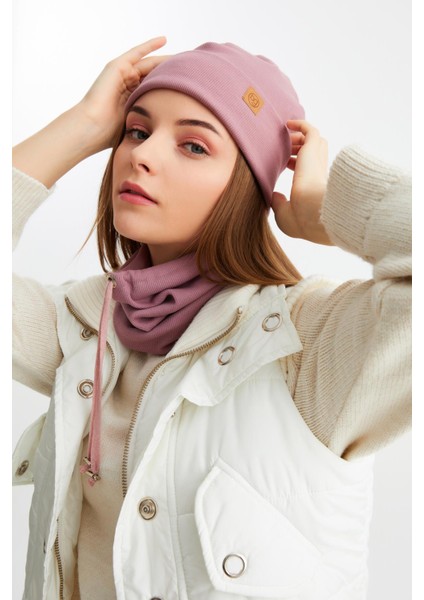 Gül Kurusu Kadın Balıkçı Style Pamuklu Kaşkorse, Terletmez, Ultra Hafif, Yumuşak Bere Boyunluk Takım fiyatları