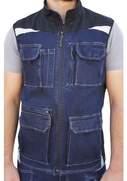 İş Yeleği Likralı Madrid Model 10 Cepli Kot Lacivert fırsatları