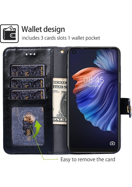 Samsung Galaxy x Cover 5 Için Telefon Kılıfı Kart Yuvalı Deri Telefon Kılıfı (Yurt Dışından)