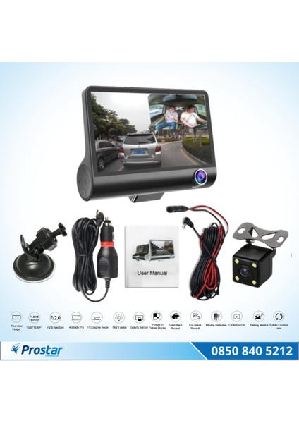 4 Inç 3 Kameralı Araç Içi Kamera (Ön, Arka ve Araç Içi) 1