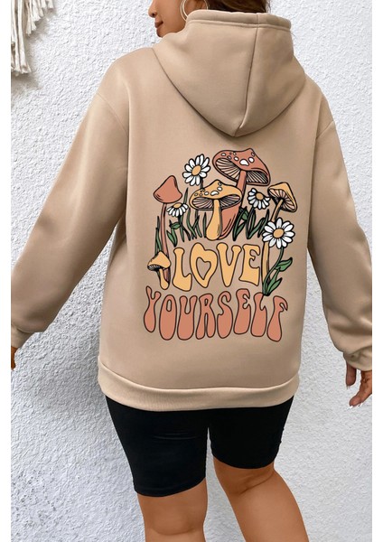 Oversize Love Yourself Baskılı Sweatshirt