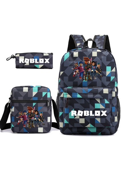 Roblox Oyunu Erkek ve Kadın Sırt Çantası Öğrenci Okul Çantası Küçük Omuz Çantası Kalem Çantası Üç Parçalı Set (Yurt Dışından)