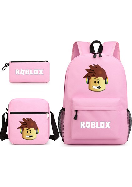 Roblox Oyunu Erkek ve Kadın Sırt Çantası Öğrenci Okul Çantası Küçük Omuz Çantası Kalem Çantası Üç Parçalı Set (Yurt Dışından)