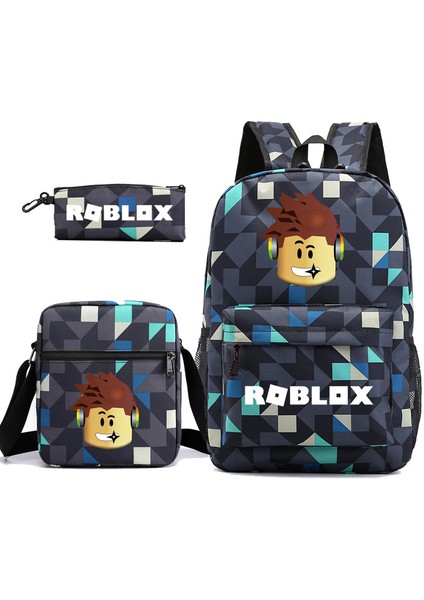 Roblox Oyunu Erkek ve Kadın Sırt Çantası Öğrenci Okul Çantası Küçük Omuz Çantası Kalem Çantası Üç Parçalı Set (Yurt Dışından)