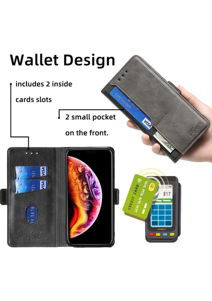 Kart Yuvası ile iPhone 13 Pro Max Deri Telefon Kılıfı Için Telefon Kılıfı (Yurt Dışından)