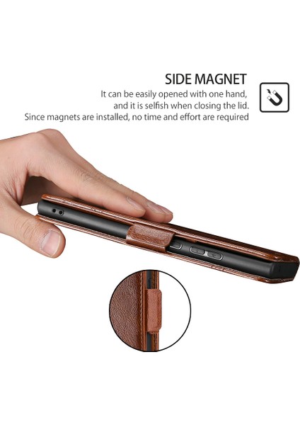 Kart Yuvası ile iPhone 13 Pro Max Deri Telefon Kılıfı Için Telefon Kılıfı (Yurt Dışından)