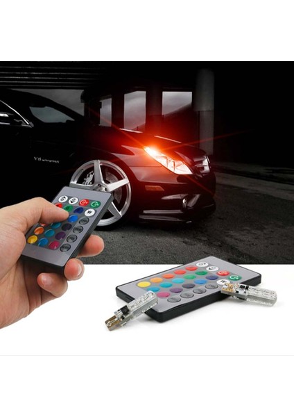 T10 5050 6smd Rgb 2 Adet LED Çok Renkli Işık Araba Kama Otomotiv Ampuller Flaş Uzaktan Kumanda (Yurt Dışından)