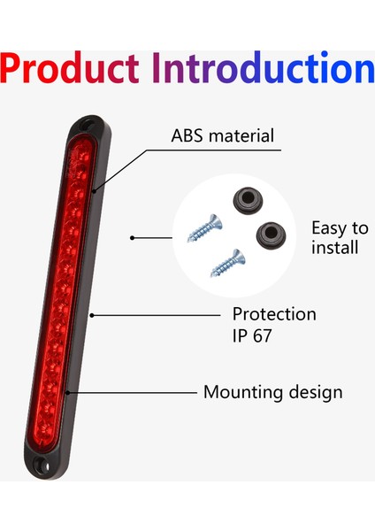 10 inç mühürlü kamyon ve rv römork ışık çubuğu 15 LED Üçüncü Fren Işıkları Şerit Kırmızı (Yurt Dışından) fırsatları