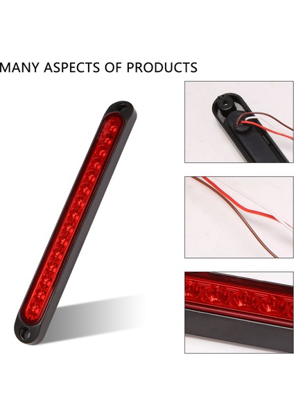 10 inç mühürlü kamyon ve rv römork ışık çubuğu 15 LED Üçüncü Fren Işıkları Şerit Kırmızı (Yurt Dışından) indirimleri