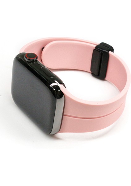 Apple Watch 7-8 41MM 6-5-4 40MM Manyetik Uçlu Silikon Kayış Kordon 3-2-1 38MM
