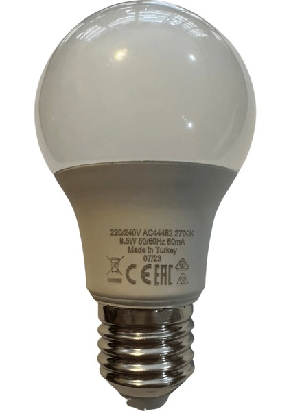 8.5W (60W) Sarı Işık E27 Duylu Klasik LED Ampul (3 Adet)