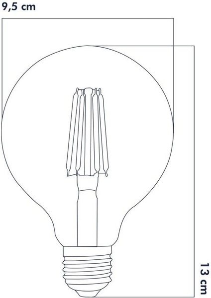 E27 LED FİLAMANLI RUSTIK AMPUL G95 BAL CAM 6W 2500k Gün Işığı ERD-82