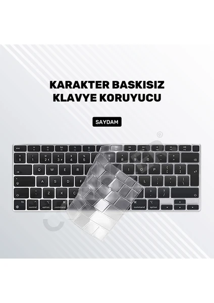 Furenfa Macbook Air 2020 13 Inc M1 A2337 / A2179 Uyumlu Türkçe Q Klavye Slim Şeffaf Klavye Koruyucu Kılıf