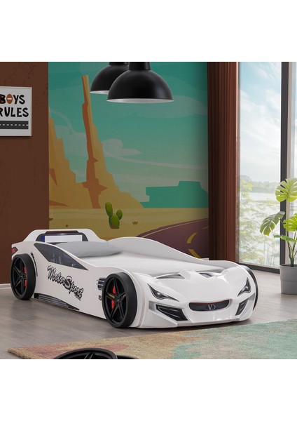 Arabalı Yatak, V-Sport Arabalı Karyola - Beyaz