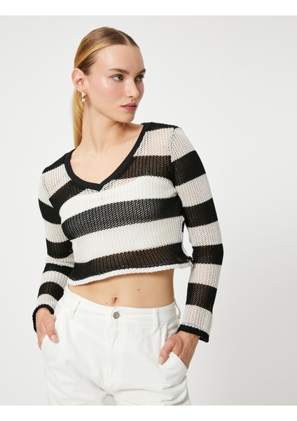 Crop Kazak V Yaka Uzun Kollu fiyatları