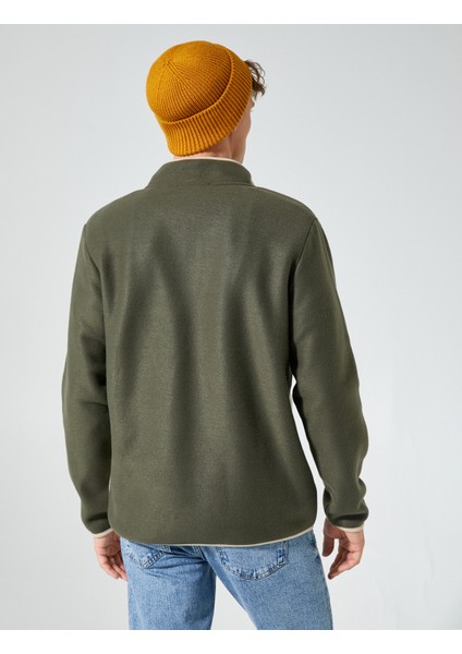 Polar Sweatshirt Yarım Fermuarlı Renk Bloklu Slogan Detaylı fırsatları