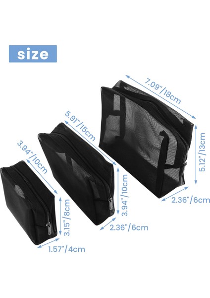 Örgü Makyaj Çantası See Toiletries Organizer Çanta 3'lü Paket S,m,l (Yurt Dışından )