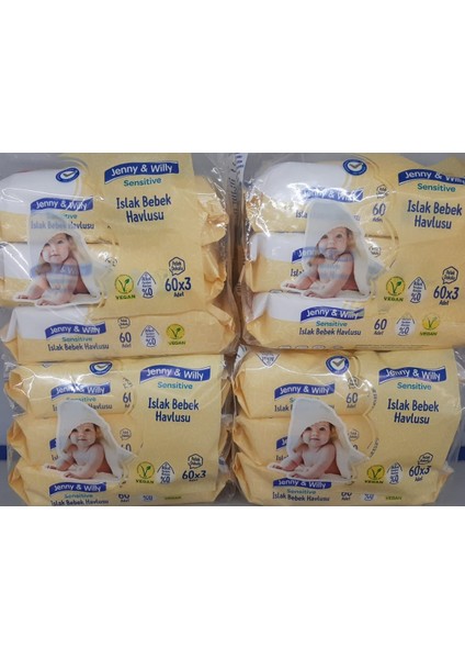 Islak Bebek Havlusu (60*3 ) 4 Lü Paket 720 Yaprak Jenny&willy