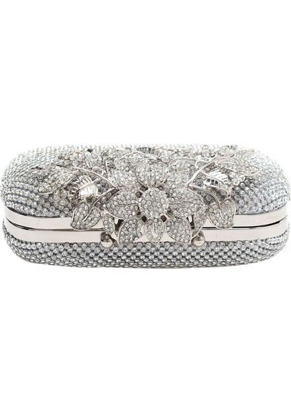 Unique Toka Gümüş Diamante Kristal Elmas Gece Clutch Çanta (Yurt Dışından)