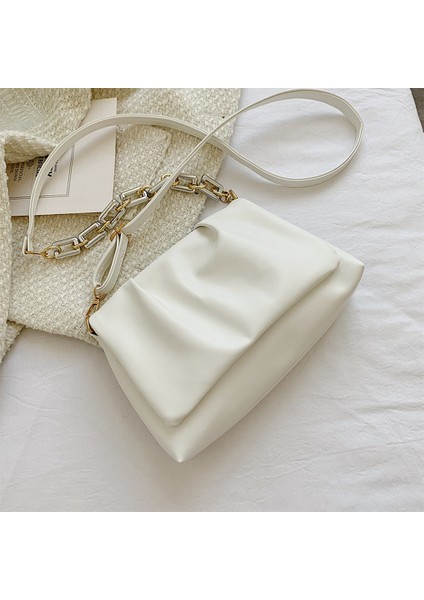 Pu Doku Fransız Kıvrımlı Koltuk Altı Kadın Bulut Clutch(Haki) Çanta (Yurt Dışından)