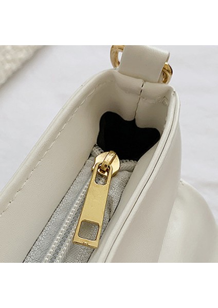 Pu Doku Fransız Kıvrımlı Koltuk Altı Kadın Bulut Clutch(Haki) Çanta (Yurt Dışından)