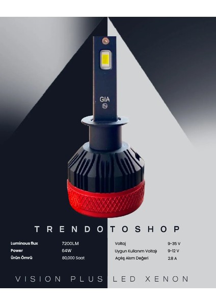 Vision Plus Gia Csp Led Xenon Far Ampulü 64W 7200 Lm