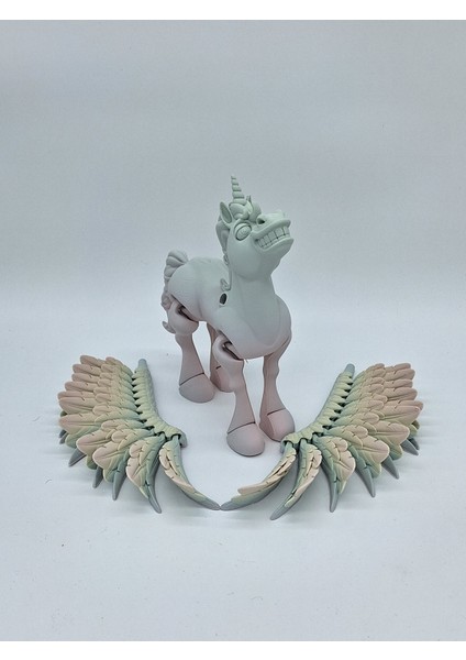 Büyük Boy Unicorn ve Kanatları / Yüksek Kalite/ 20CM(X)3 Parça / Renkli / Esnek Masa Üstü Figür ve Oyuncak