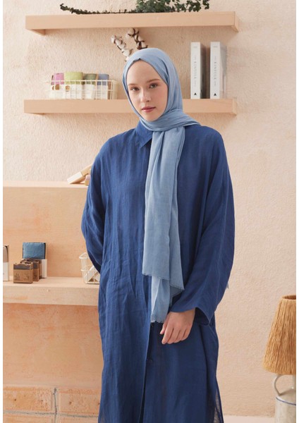 Soluk Efektli Vual Şal Gök Mavi