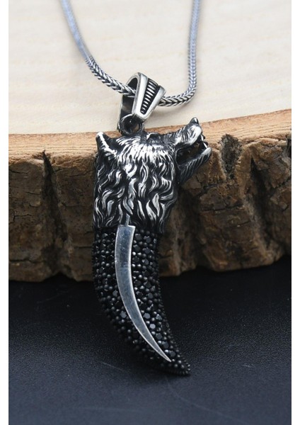 Gümüş Kurt Dişi 925 Ayar Erkek Gümüş Kolye Zincir indirimleri