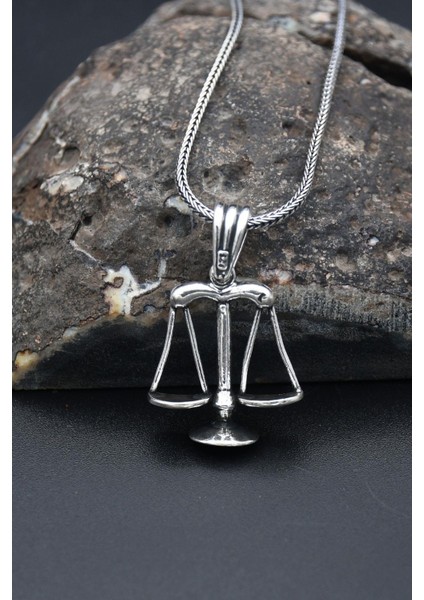 Gümüş Terazi Figürlü 925 Ayar Erkek Gümüş Kolye Zincir fiyatları