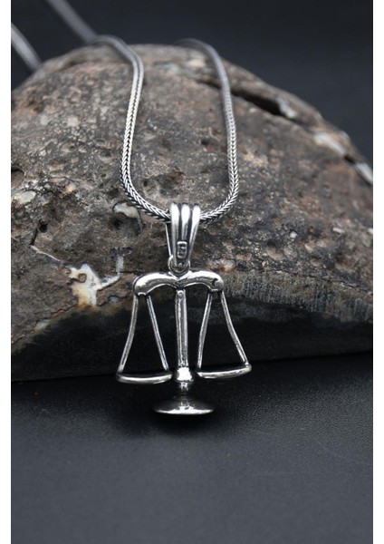 Gümüş Terazi Figürlü 925 Ayar Erkek Gümüş Kolye Zincir modelleri