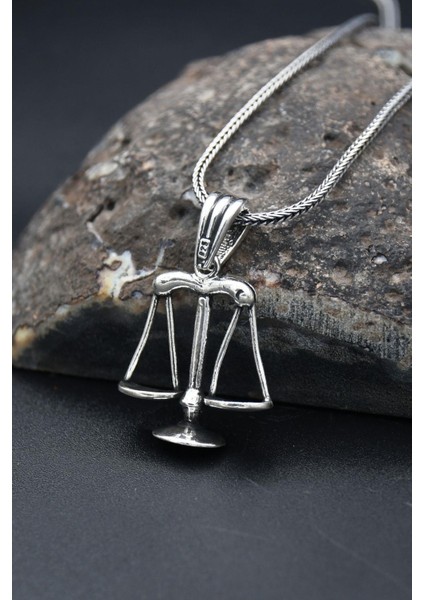 Gümüş Terazi Figürlü 925 Ayar Erkek Gümüş Kolye Zincir fırsatları