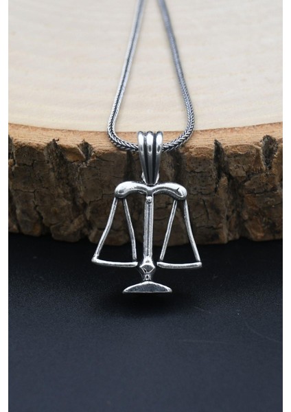 Gümüş Terazi Figürlü 925 Ayar Erkek Gümüş Kolye Zincir indirimleri