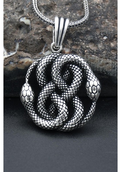 Gümüş Kobra Yılan Modelı 925 Ayar Erkek Gümüş Kolye Zincir