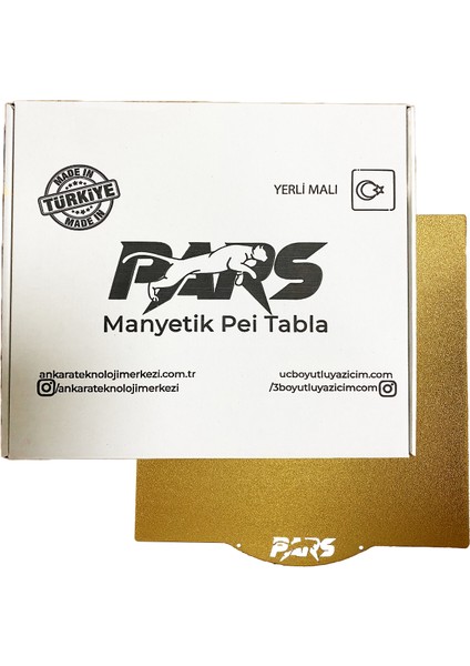 310X315 mm Ender 3 S1 Plus Pars Gold Pei Kaplı Özel Yay Çeliği Tabla Mıknatıslı