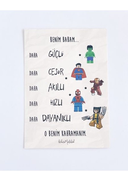 Hediyelik - Kahraman Babam Mottolu Hediye Kartı