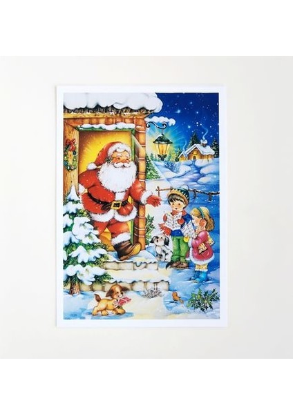 Yılbaşı Hediyeleri-Kartpostal Serisi N001 Noel Baba Evde Hediye Kartpostal