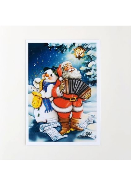 Yılbaşı Hediyeleri-Kartpostal Serisi N002 Müzisyen Noel Baba Hediye Kartpostal