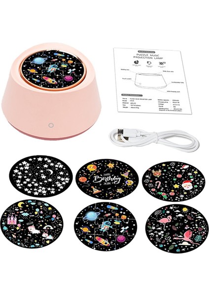 Projektör Işık USB Şarj Edilebilir Gece Okuma Lambası Bluetooth Hoparlör Pembe (Yurt Dışından)