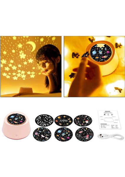 Projektör Işık USB Şarj Edilebilir Gece Okuma Lambası Bluetooth Hoparlör Pembe (Yurt Dışından) modelleri