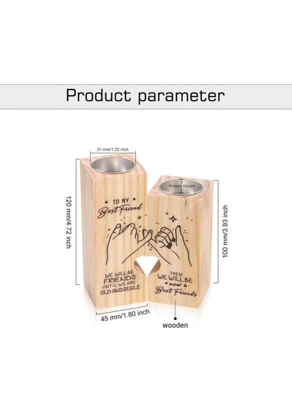 Ahşap Mumluk Hediye Bff Arkadaşlar Anneler Günü Hediyeleri Kalp Oyuklu Ahşap Şamdan Sahipleri Metin Odası Dekor (Yurt Dışından)