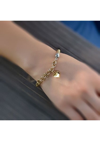 14K Altın Cetaş Kalpli Sevgi Bileklik