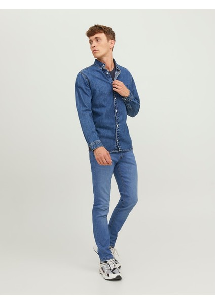 Jack & Jones Slim Fit Dar Paça Mavi Erkek Kot Pantolon 12243592