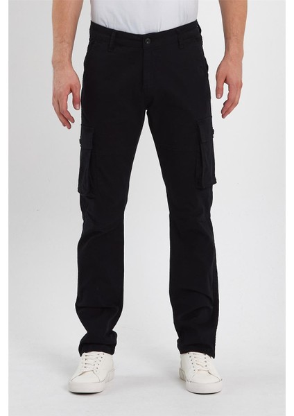 - Erkek Likralı Kargo Pantolon Siyah