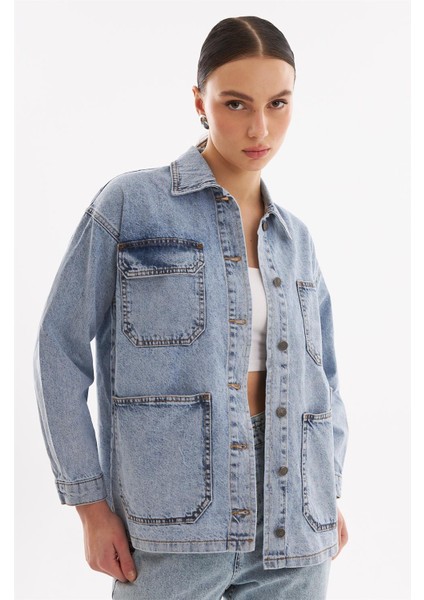 - Kadın Oversize Kot Ceket Açık Mavi fiyatları