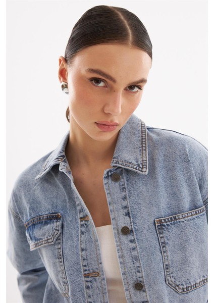 - Kadın Oversize Kot Ceket Açık Mavi modelleri