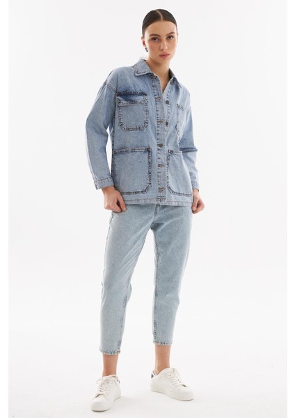 - Kadın Oversize Kot Ceket Açık Mavi fırsatları