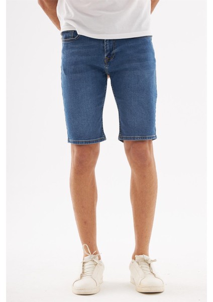 - Erkek Yıpratmalı Slim Fit Likralı Kot Jean Şort Mavi fiyatları