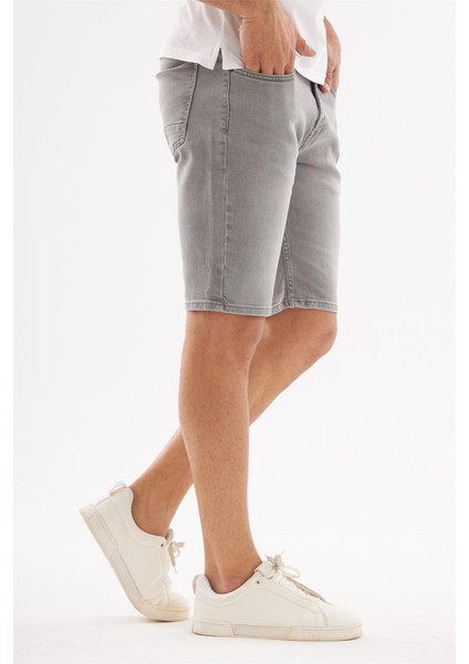 - Erkek Yıpratmalı Slim Fit Likralı Kot Jean Şort Gri modelleri