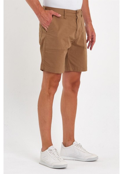 - Erkek Likralı Yandan Cepli Kot Şort Hardal modelleri